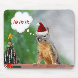 Frohe Weihnacht-Eichhörnchen-Sprichwort Ho Ho Ho! Mousepad