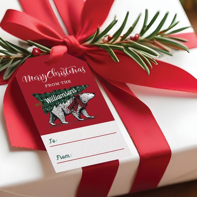 Frohe Weihnacht-Eisbär-Baum-Lieferung Geschenkanhänger (Merry Christmas Polar Bear Tree Delivery Gift Tags)