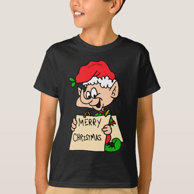 Frohe Weihnacht-Elf-Schwarz-T - Shirt (Vorderseite)