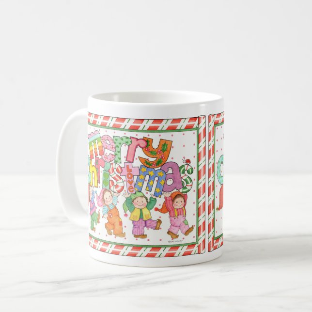 Frohe Weihnacht-Elfe Kaffeetasse (Vorderseite Links)