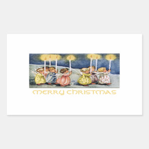 Frohe Weihnacht-Engelchen Rechteckiger Aufkleber