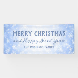 Frohe Weihnacht-Familienname-blaues Winter-Wunder Banner