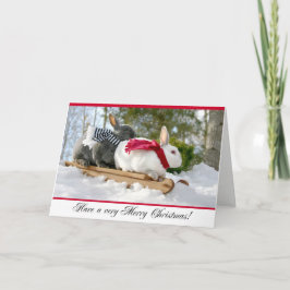 Frohe Weihnacht-flaumige Häschen-Karte Feiertagskarte