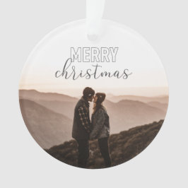 Frohe Weihnacht-Foto-grauer Büffel-karierte Ornament