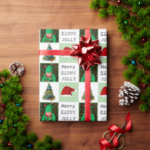 Frohe Weihnacht Fröhlicher Weihnachtsbaum Santa Hu Geschenkpapier