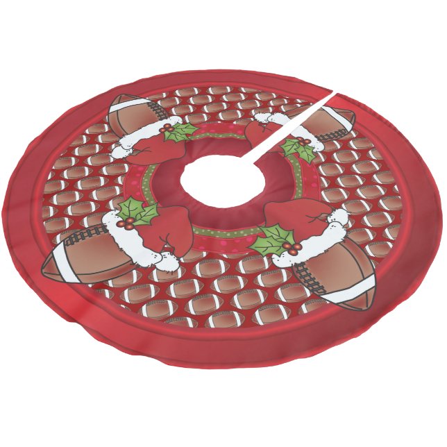 Frohe Weihnacht-Fußball-Liebhaber Polyester Weihnachtsbaumdecke (Schrägansicht)