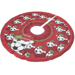 Frohe Weihnacht-Fußball-Liebhaber Polyester Weihnachtsbaumdecke
