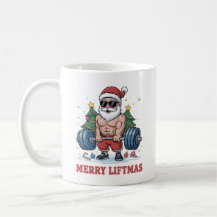 Frohe Weihnacht Gewichtheben Weihnachtsmann Fitnes Kaffeetasse
