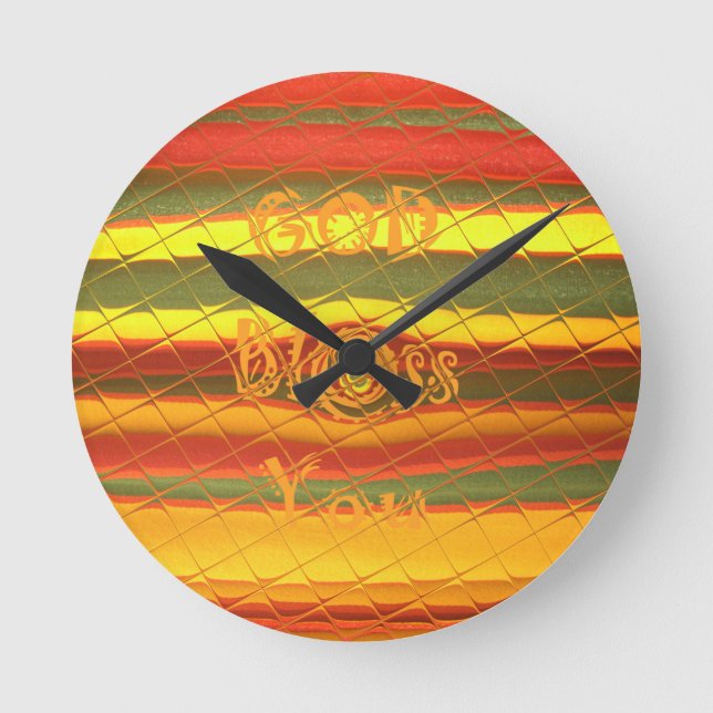 Frohe Weihnacht-Gott segnen Sie färbt Entwurf Runde Wanduhr (Vorderseite)