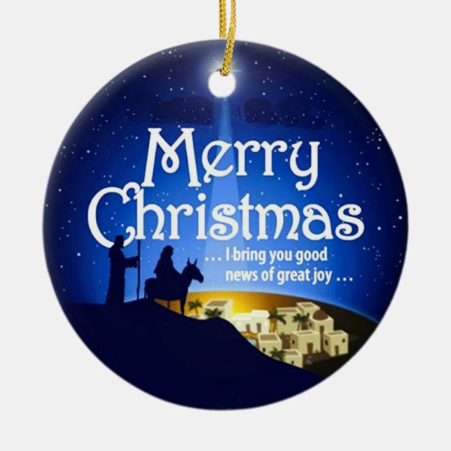 Frohe Weihnacht-große Freudeluke-2:10 Verzierung Keramikornament (Vorne)