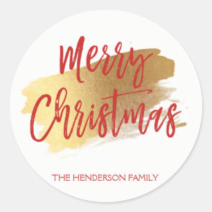 Frohe Weihnacht-Handmit buchstaben Runder Aufkleber