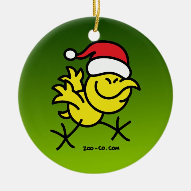 Frohe Weihnacht-Huhn Keramik Ornament (Vorne)