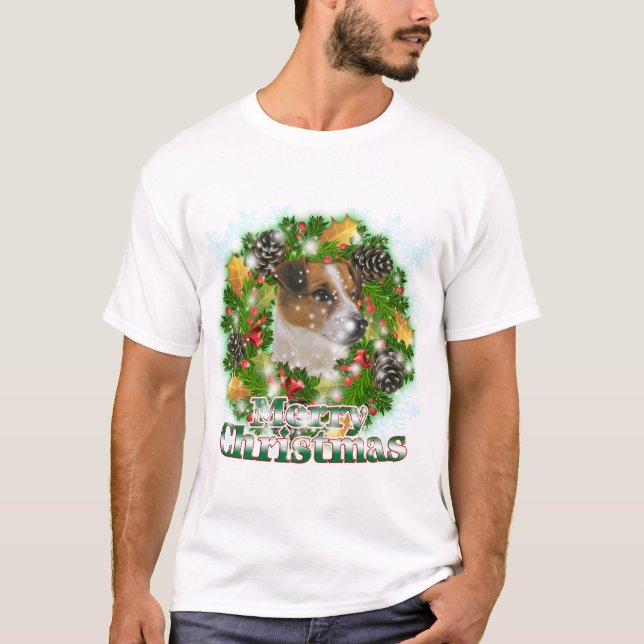 Frohe Weihnacht-Jack Russell T-Shirt (Vorderseite)