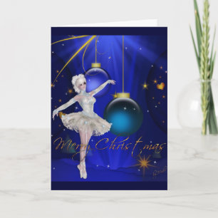 Frohe Weihnacht-Karte des Ballerina-Tänzer-2/Blue Feiertagskarte