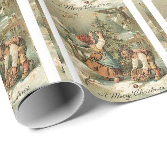 Frohe Weihnacht-Karten-Vintager Geschenkpapier (Rolleneckpunkt)