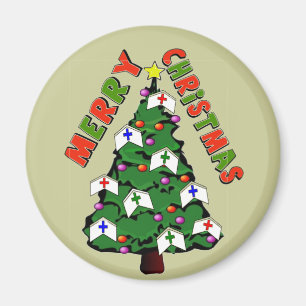 Frohe Weihnacht-Krankenschwester-Kappen-Baum Magnet