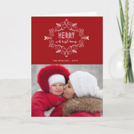 Frohe Weihnacht-Laub-Deko-Feiertags-Foto-Karte Feiertagskarte