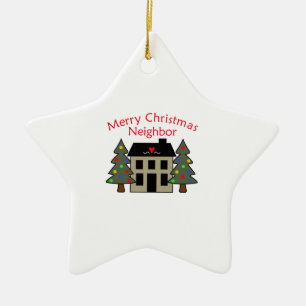 FROHE WEIHNACHT-NACHBAR KERAMIKORNAMENT