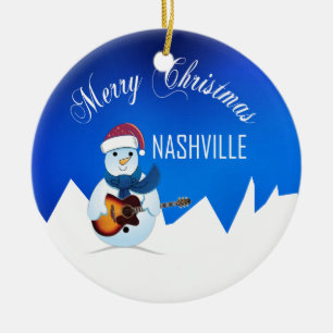 Frohe Weihnacht-Nashville-Schneemann-Verzierung Keramik Ornament