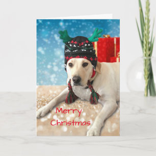 Frohe Weihnacht-niedlicher Labrador-Hund mit Feiertagskarte