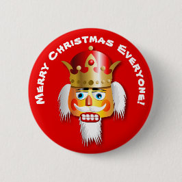 Frohe Weihnacht-Nussknacker-König Cartoon Button