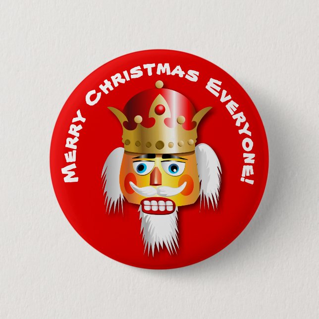 Frohe Weihnacht-Nussknacker-König Cartoon Button (Vorderseite)