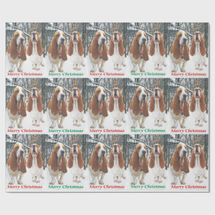 Frohe Weihnacht-Packpapier Snowy Basset Hound Geschenkpapier