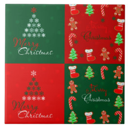 Frohe Weihnacht-Patchwork im Winter-Grün und dem Fliese