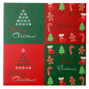 Frohe Weihnacht-Patchwork im Winter-Grün und dem Fliese