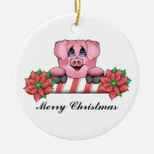 Frohe Weihnacht-Piggy Verzierung Keramik Ornament