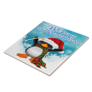 Frohe Weihnacht-Pinguin Fliese/Trivet Fliese