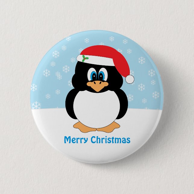 Frohe Weihnacht-Pinguin-Knopf Button (Vorderseite)