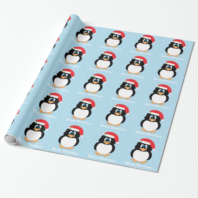 Frohe Weihnacht-Pinguin-Packpapier Geschenkpapier (Ungerollt)