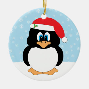Frohe Weihnacht-Pinguin-Verzierung Keramikornament