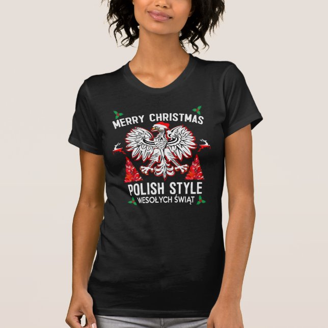 Frohe Weihnacht-Polnisch-Art T-Shirt (Vorderseite)