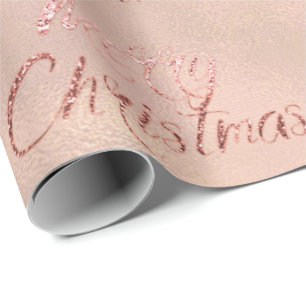 Frohe Weihnacht-Rosa-Goldleinwand-Leinen-Hütte Geschenkpapier