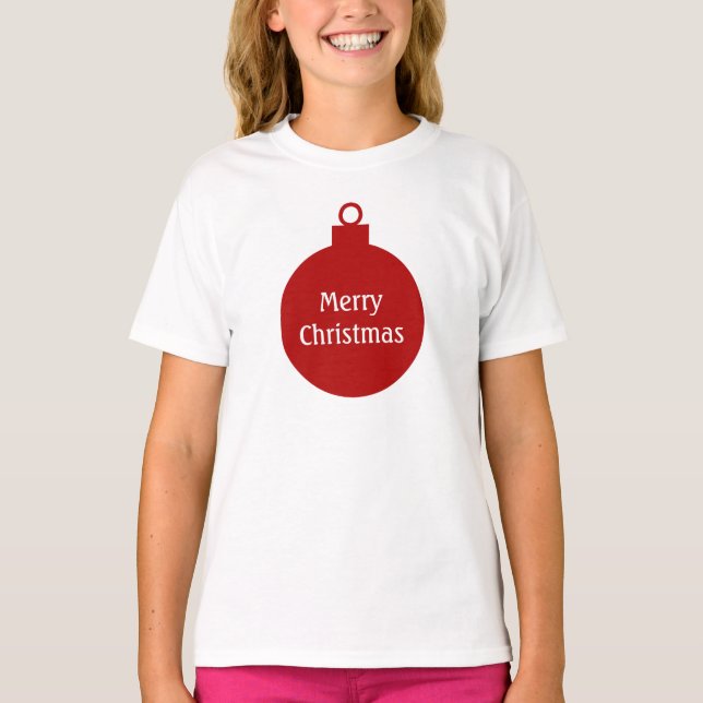 Frohe Weihnacht-rote Verzierungs-personalisierter T-Shirt (Vorderseite)
