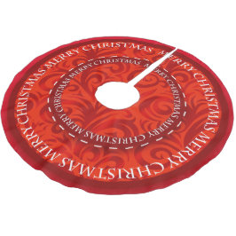 Frohe Weihnacht-rotes Entwurfs-Muster Polyester Weihnachtsbaumdecke