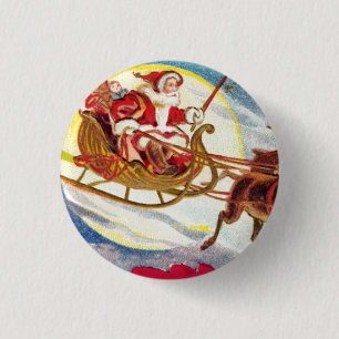 Frohe Weihnacht-Sankt-Pferdeschlitten Button