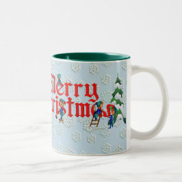 FROHE WEIHNACHT-SCHALE durch SHARON SHARPE Zweifarbige Tasse