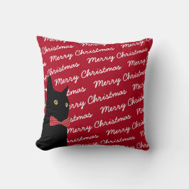 Frohe Weihnacht-schwarze Katze Kissen