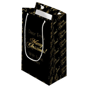 Frohe Weihnacht-Skript-Imitat-Goldfolie elegant Kleine Geschenktüte