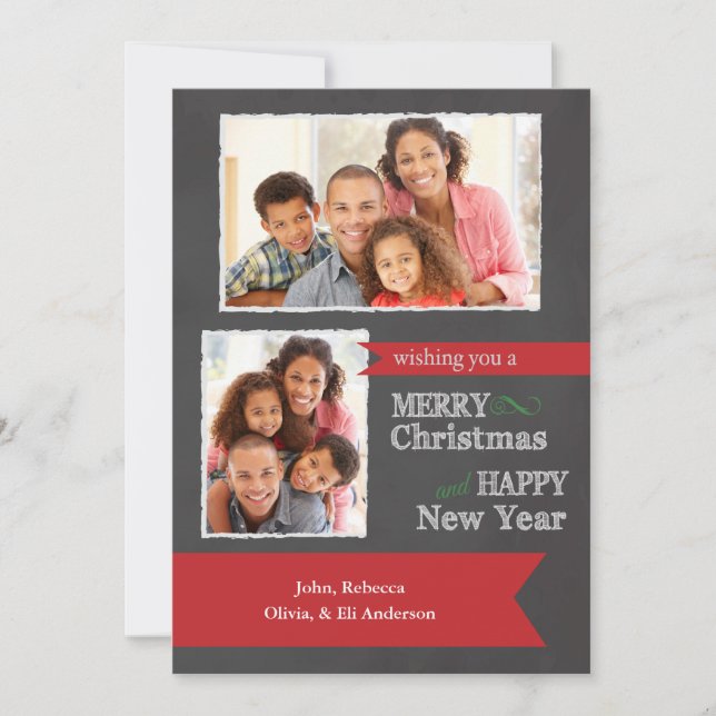 Frohe Weihnacht-Tafel-Foto-Weihnachtskarte Feiertagskarte (Vorderseite)