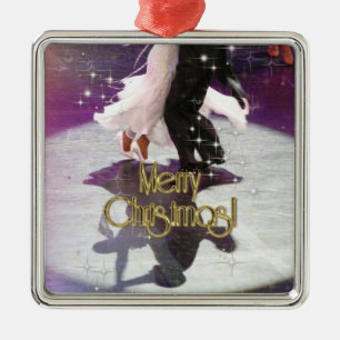 Frohe Weihnacht-Tänzer Silbernes Ornament