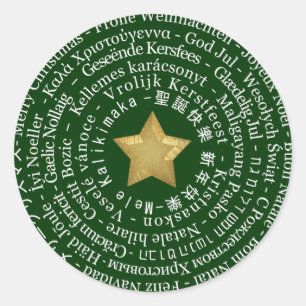 Frohe Weihnacht-unterschiedlicher Sprachaufkleber Runder Aufkleber