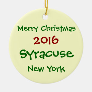 FROHE WEIHNACHT-VERZIERUNG 2016 SYRAKUS NEW YORK KERAMIKORNAMENT