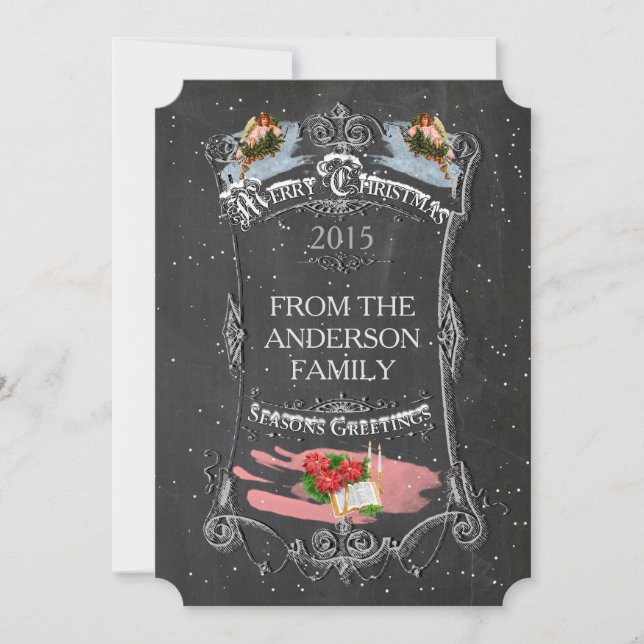 Frohe Weihnacht-Vintage Tafel Feiertagskarte (Vorderseite)