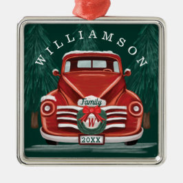 Frohe Weihnacht-Vintager roter LKW-Weihnachtsbaum Ornament Aus Metall