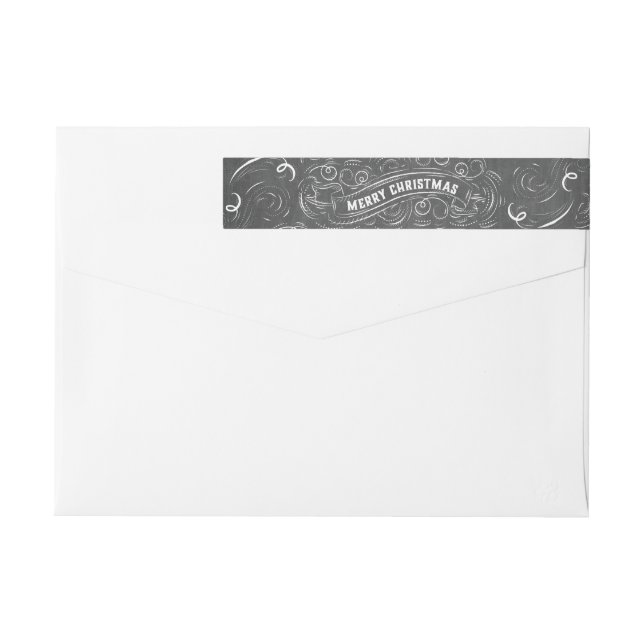 Frohe Weihnacht-Vintages Tafel-Adressen-Etikett (Rückseite)