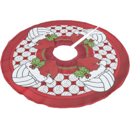 Frohe Weihnacht-Volleyball-Liebhaber Polyester Weihnachtsbaumdecke